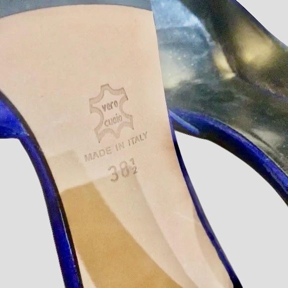 New Taryn Rose blue patent open toe pump 3 inch high heels 38.5 new never worn - Picture 4 of 5